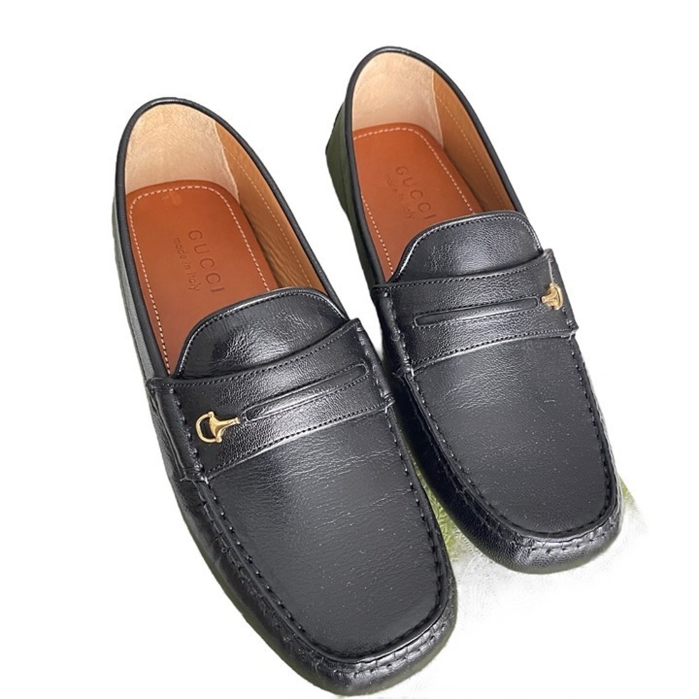 Gucci‎ Mens Black Leather Quentin Moccasin, 752621, Gucci Size UK 6.5
